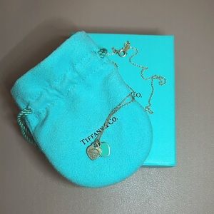 Tiffany Blue Double Heart Tag Pendant in Silver Mini